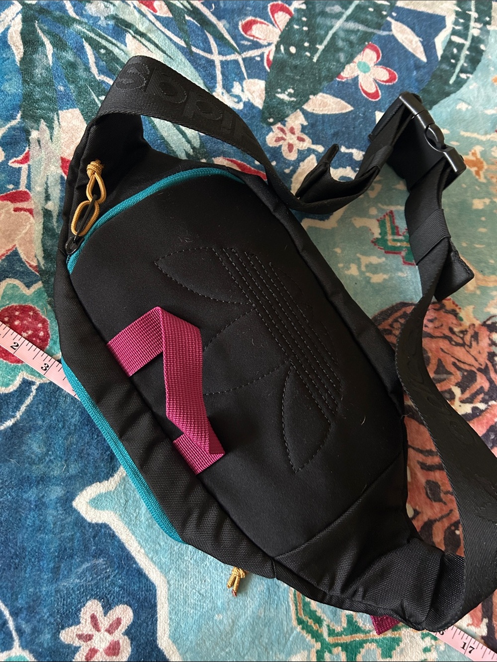 adidas | Black Waist Pack with Teal and Magenta Highlights - Picture 6 of 9